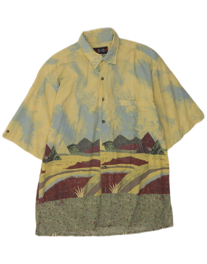 Fieldwork Chemise Graphique à Manches Courtes pour Hommes Large Jaune Colorblock