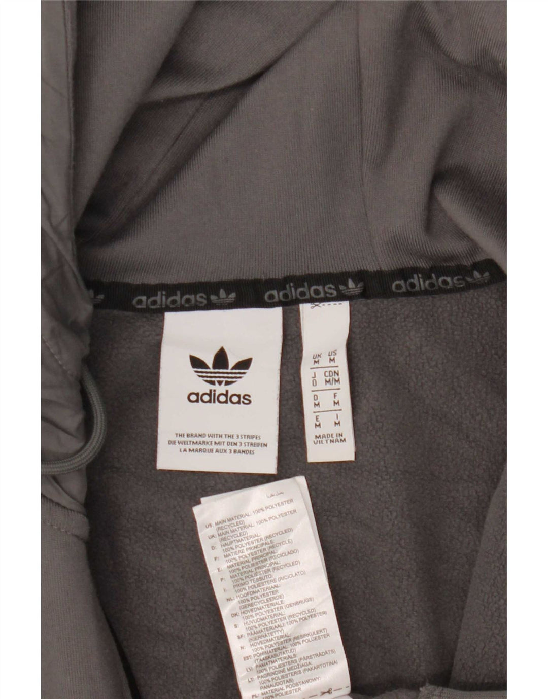 Adidas Pull à capuche zippé pour homme en polyester color block gris moyen