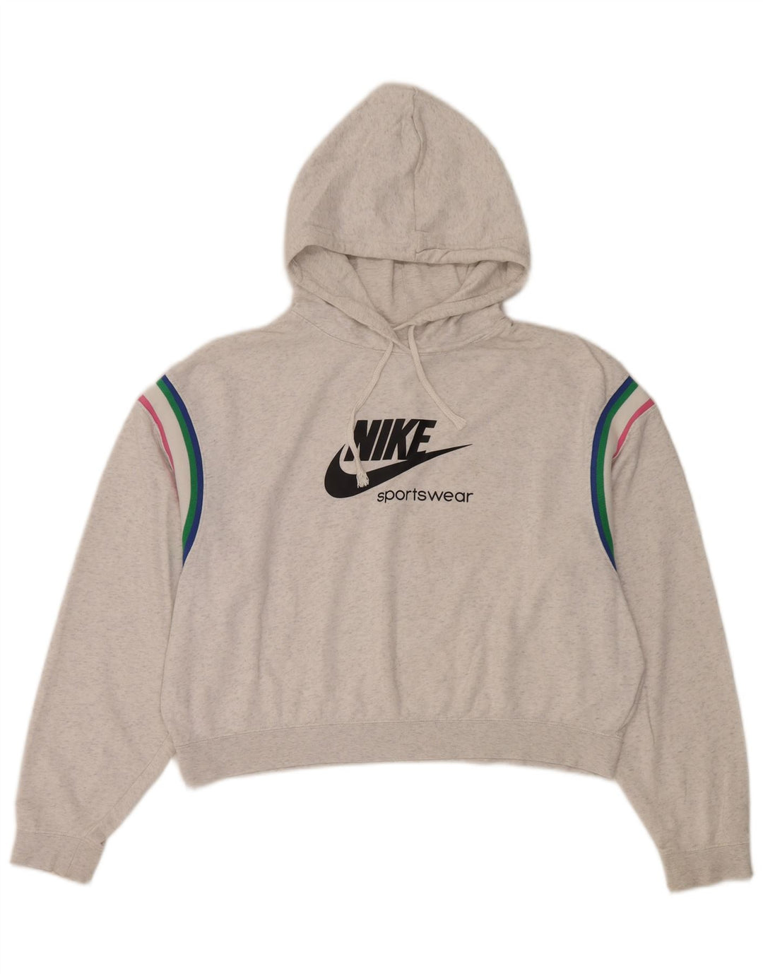 Nike Pull à capuche surdimensionné graphique pour femme UK 14 Gris moyen Coton
