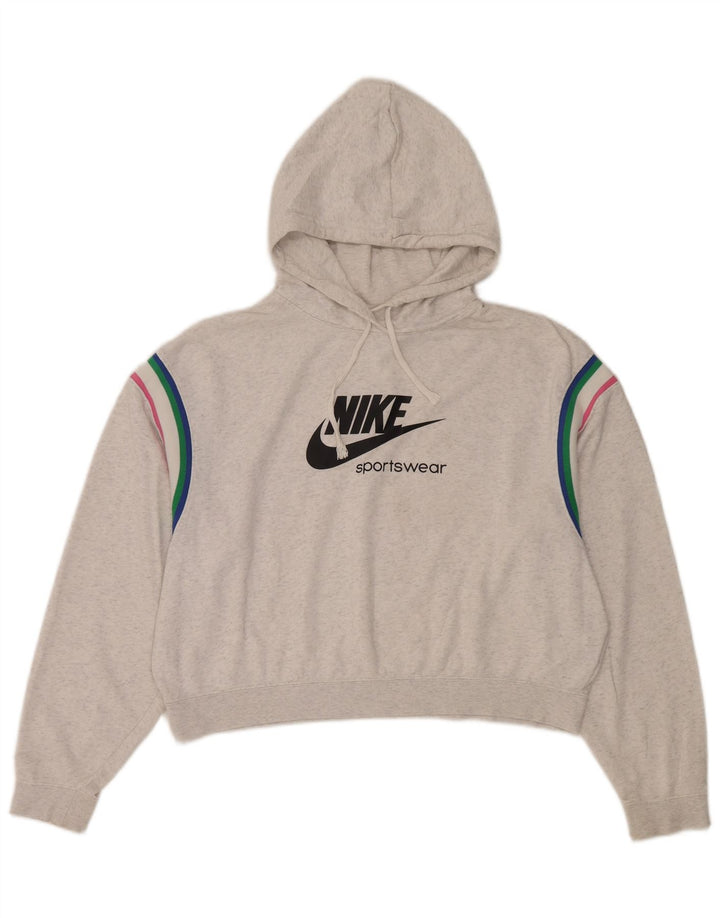 Nike Pull à capuche surdimensionné graphique pour femme UK 14 Gris moyen Coton