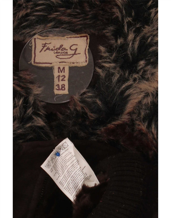 Veste Bomber Femme Vintage UK 12 Polyester Marron Moyen