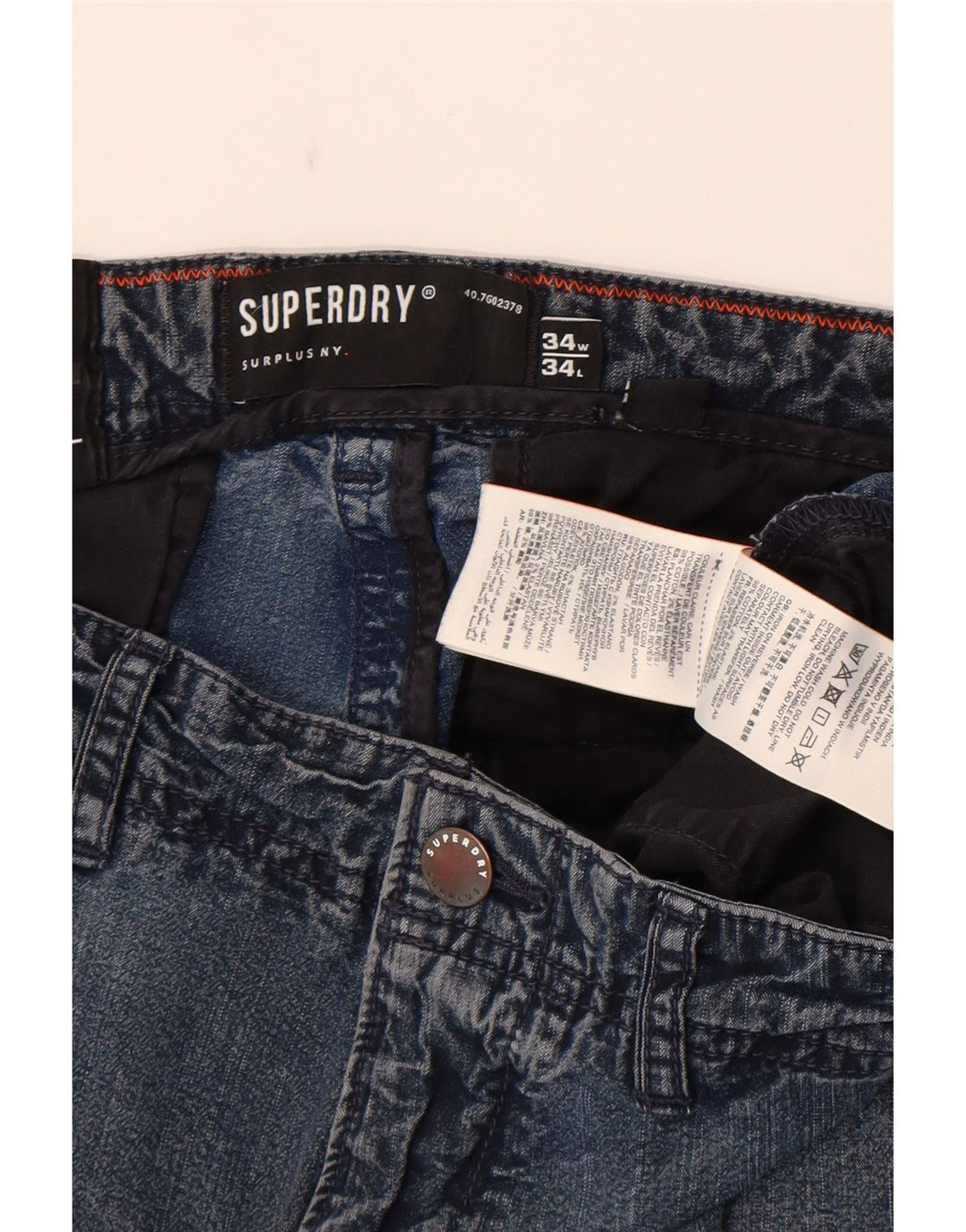 Superdry Jean Cargo Skinny W34 L34 Homme Bleu Coton