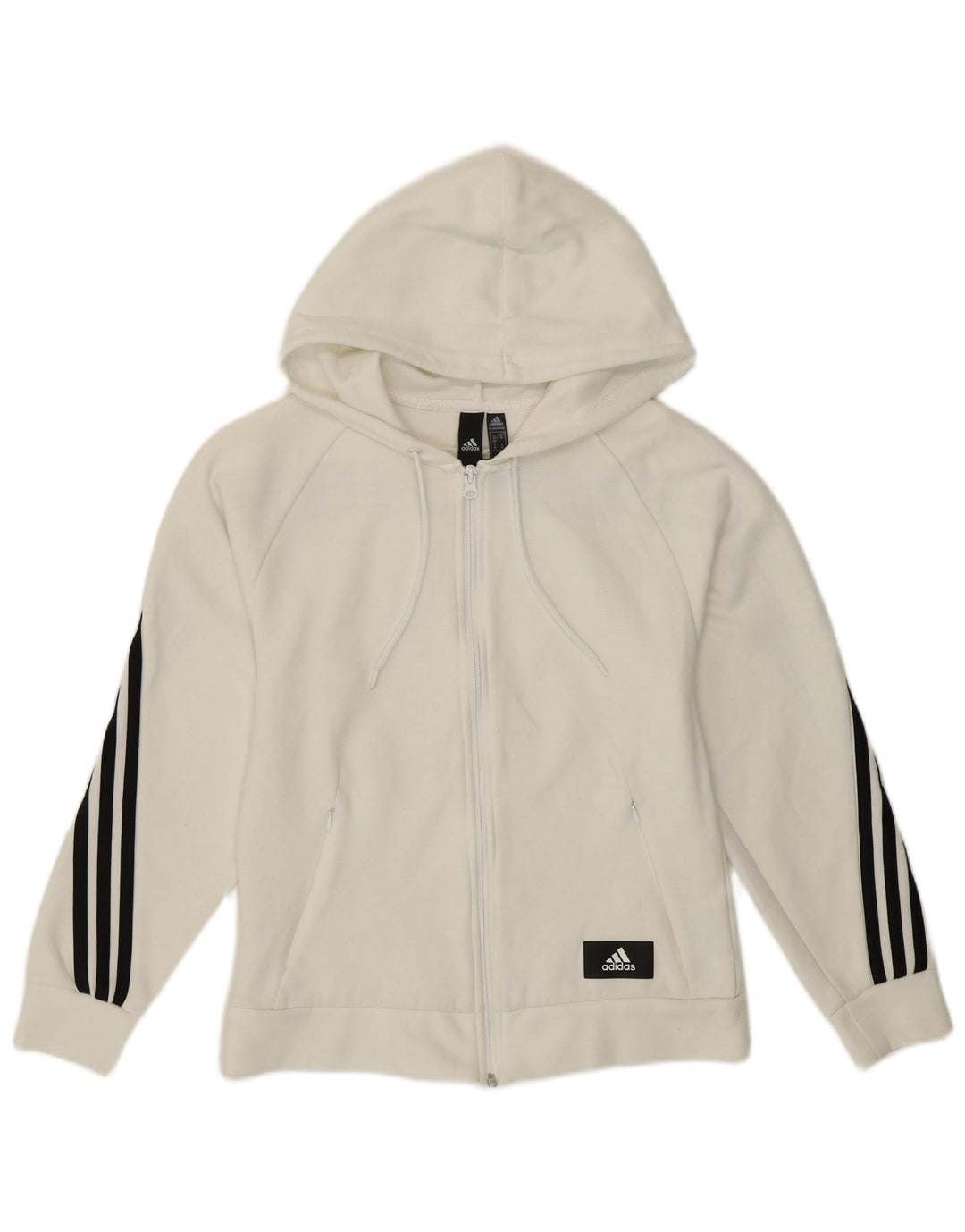 ADIDAS Pull à capuche zippé pour femme UK 4/6 XS Blanc Coton