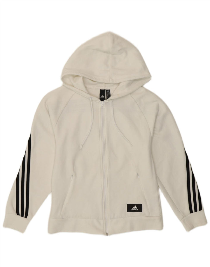 ADIDAS Pull à capuche zippé pour femme UK 4/6 XS Blanc Coton