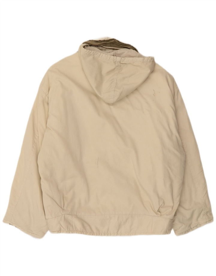 VERTIGO Mens Hooded Bomber Jacket UK 40 Large Beige Cotton