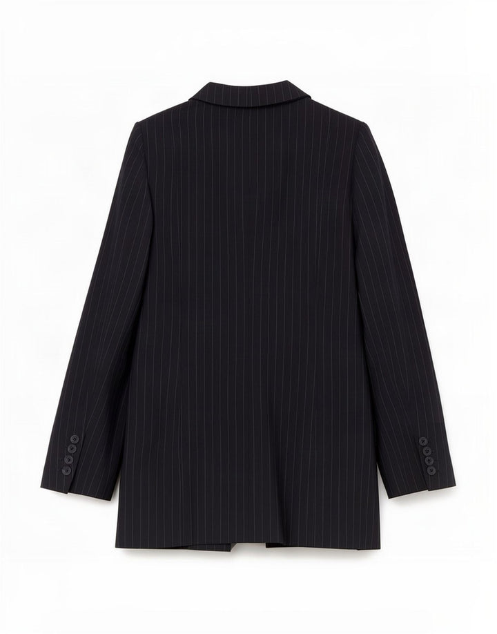 Reiss Veste blazer 1 bouton pour femme UK 4 XS Bleu marine à fines rayures Polyester