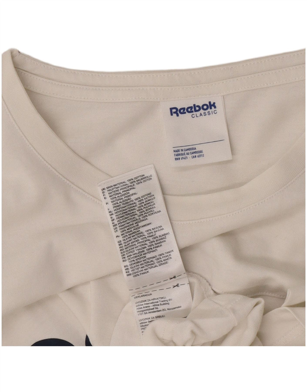 Reebok T-Shirt Classic Graphic Homme Blanc Large Coton