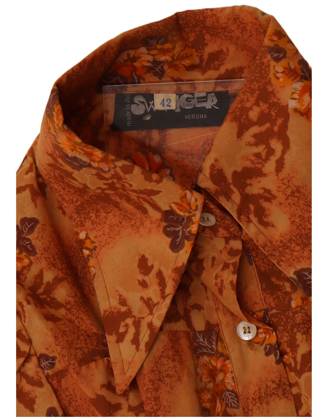 Chemise femme vintage IT 42 Medium Orange Floral