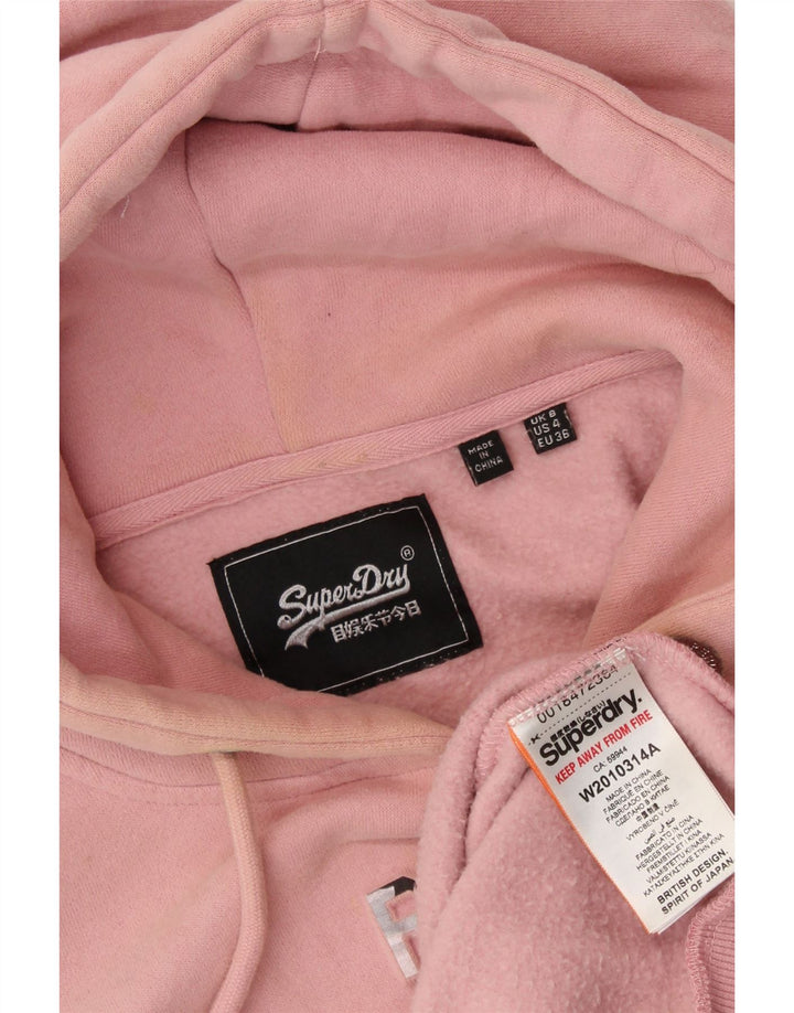 SUPERDRY Pull à capuche graphique pour femme UK 8 Small Rose Coton