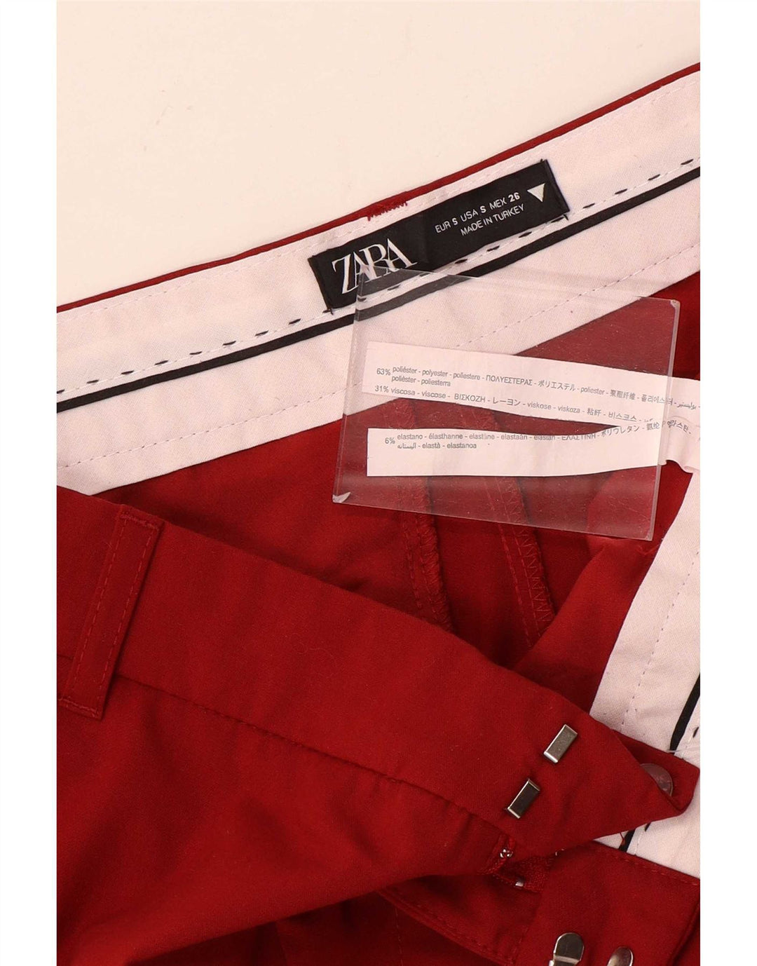 Zara Pantalon Chino Bootcut Femme Petit W26 L33 Rouge Polyester
