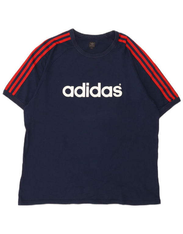 Adidas T-Shirt Graphique Homme Top XL Bleu Marine Coton