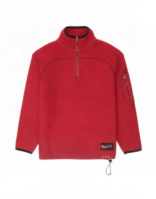 Weird Fish Sweat-shirt graphique à col zippé pour homme en coton rouge moyen