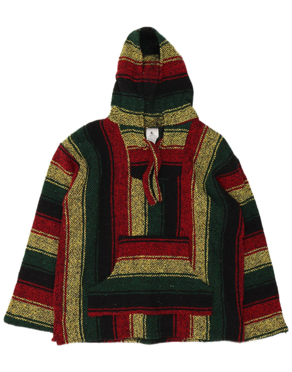 vintage Mens Mexicain Pull à capuche Pull Moyen Multicolore Rayé