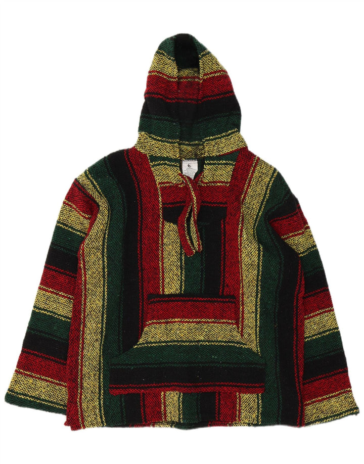 vintage Mens Mexicain Pull à capuche Pull Moyen Multicolore Rayé