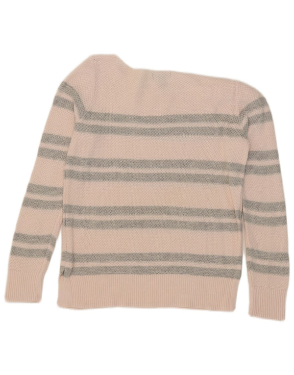 Gap Pull Col Bateau Femme UK 14 Coton Rayé Rose Moyen