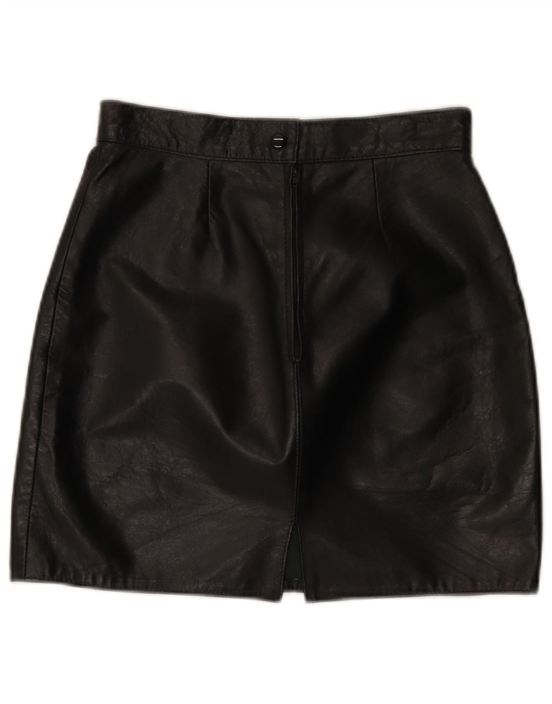 vintage Femme Mini Jupe En Cuir IT 44 Moyen W26 Cuir Noir
