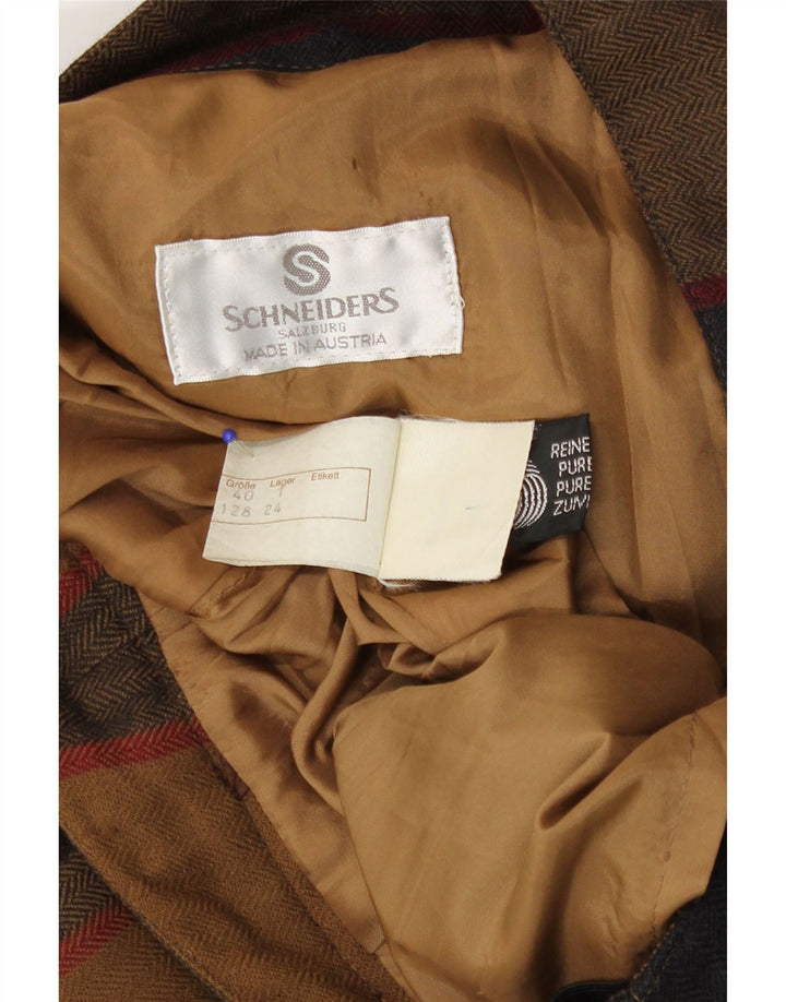 Schneiders Jupe trapèze pour femme EU 40 Medium W28 Marron à carreaux en laine vierge