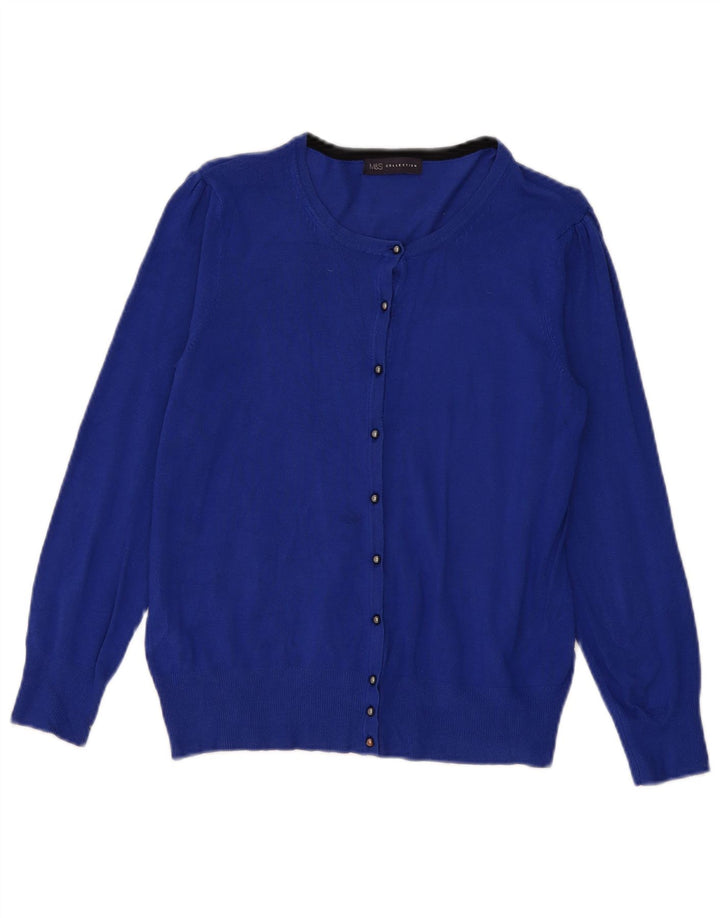 Marks & Spencer Pull Cardigan Femme UK 12 Bleu Moyen Viscose