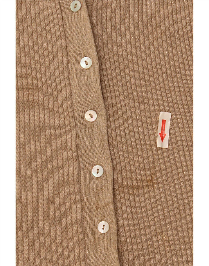 Zara Cardigan Femme Pull UK 14 Viscose Moucheté Beige Moyen