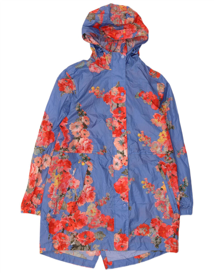 Joules Imperméable à capuche pour femme UK 42 Bleu moyen Floral Polyester