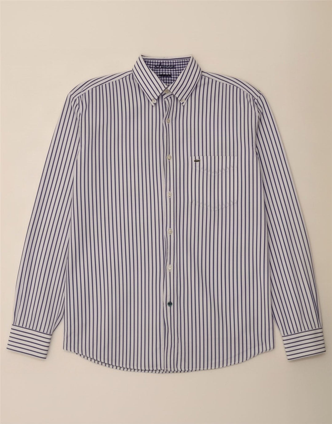 Lacoste Chemise Homme Taille 42 Grand coton à fines rayures blanches