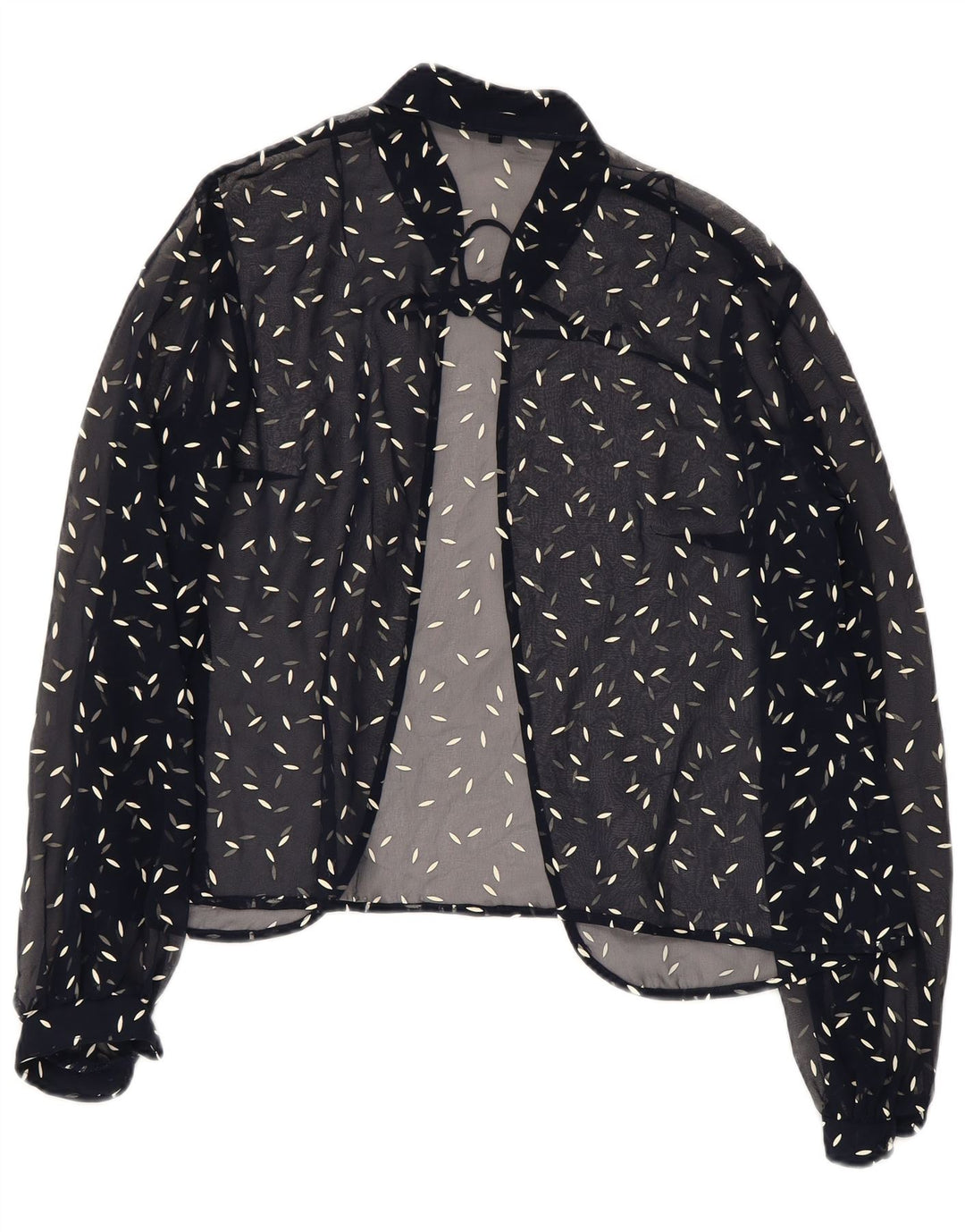 VINTAGE Femmes Motif Abstrait Chemise Blouse UK 22 3XL Bleu Marine