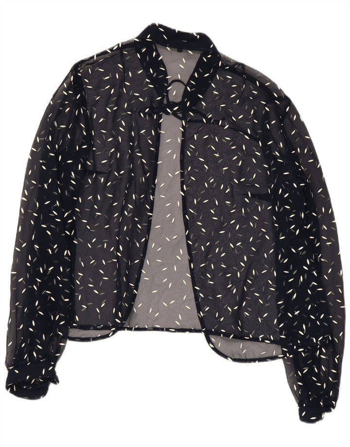 VINTAGE Femmes Motif Abstrait Chemise Blouse UK 22 3XL Bleu Marine