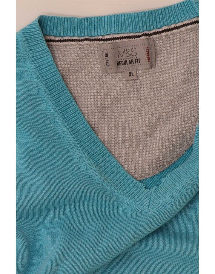 Marks & Spencer Pull coupe classique à col en V pour homme XL Bleu
