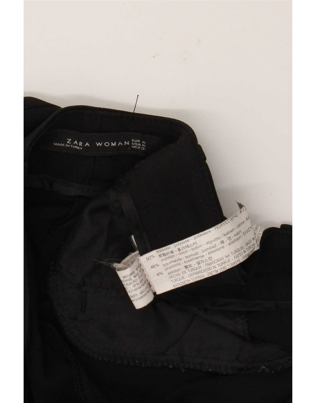 Pantalon Chino Slim Femme Zara XL W32 L28 Noir Polyester
