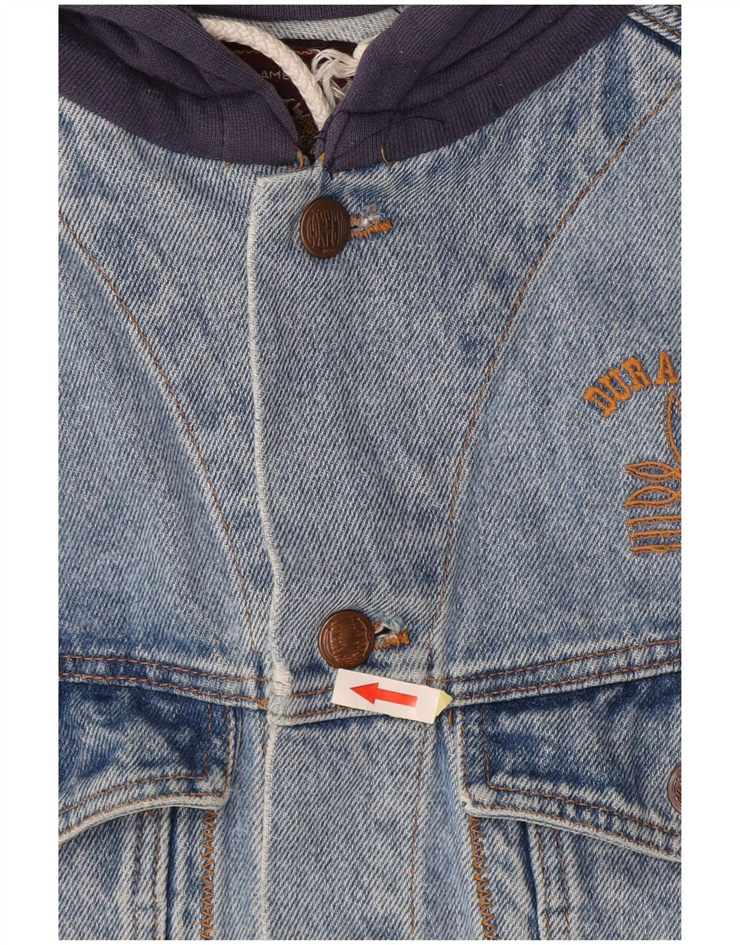 DURANGO Veste en jean à capuche pour homme UK 40 Large Bleu Colorblock Coton