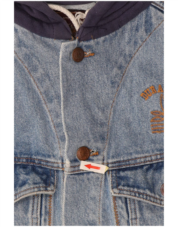 DURANGO Veste en jean à capuche pour homme UK 40 Large Bleu Colorblock Coton