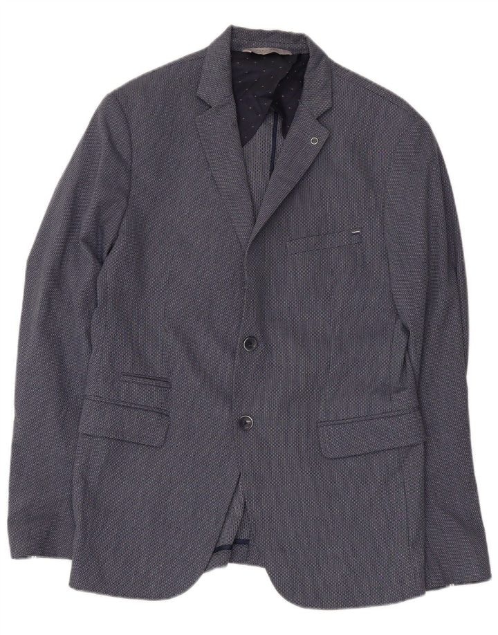 ZARA Veste blazer à 2 boutons pour homme EU 50 Bleu marine moyen Polyester
