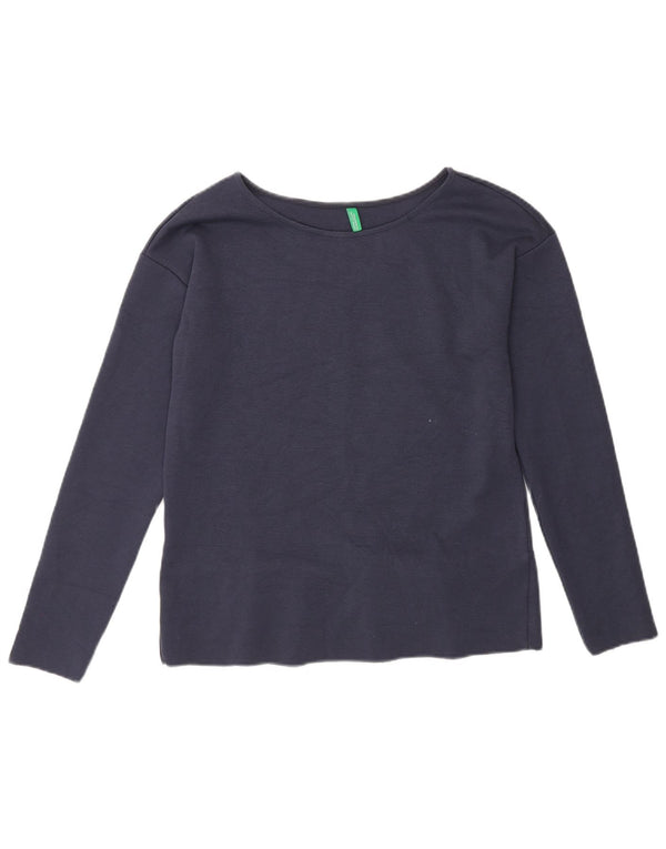 Benetton Haut à manches longues pour femme UK 10 Small Bleu marine