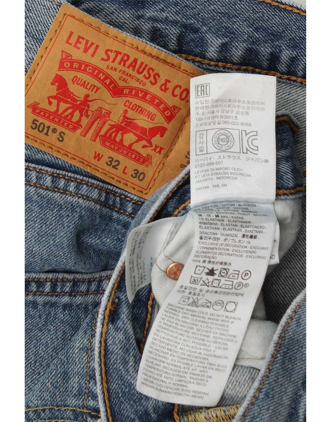Levi's Jean Droit 501 Homme Bleu W32 L30 Coton