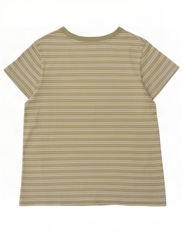 Levi's T-Shirt Femme UK 16 Large Vert Rayé Coton
