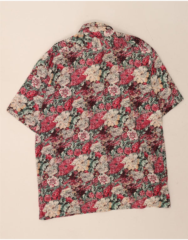 vintage Chemise à manches courtes pour hommes Taille 41/42 Grand Floral multicolore