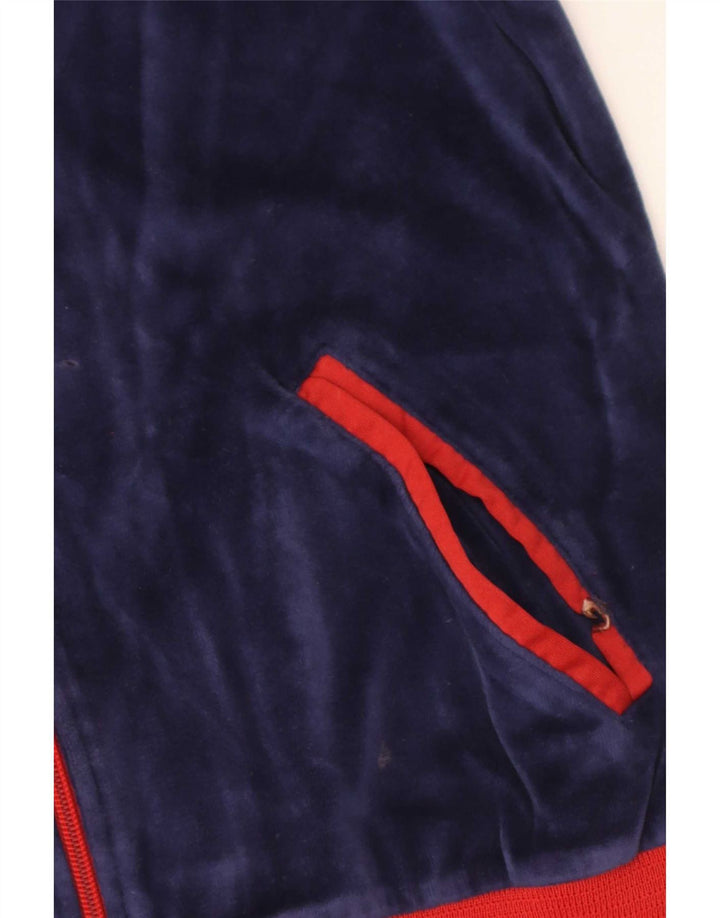 vintage Femme Survêtement Top Jacket UK 14 Medium Navy Blue Colourblock