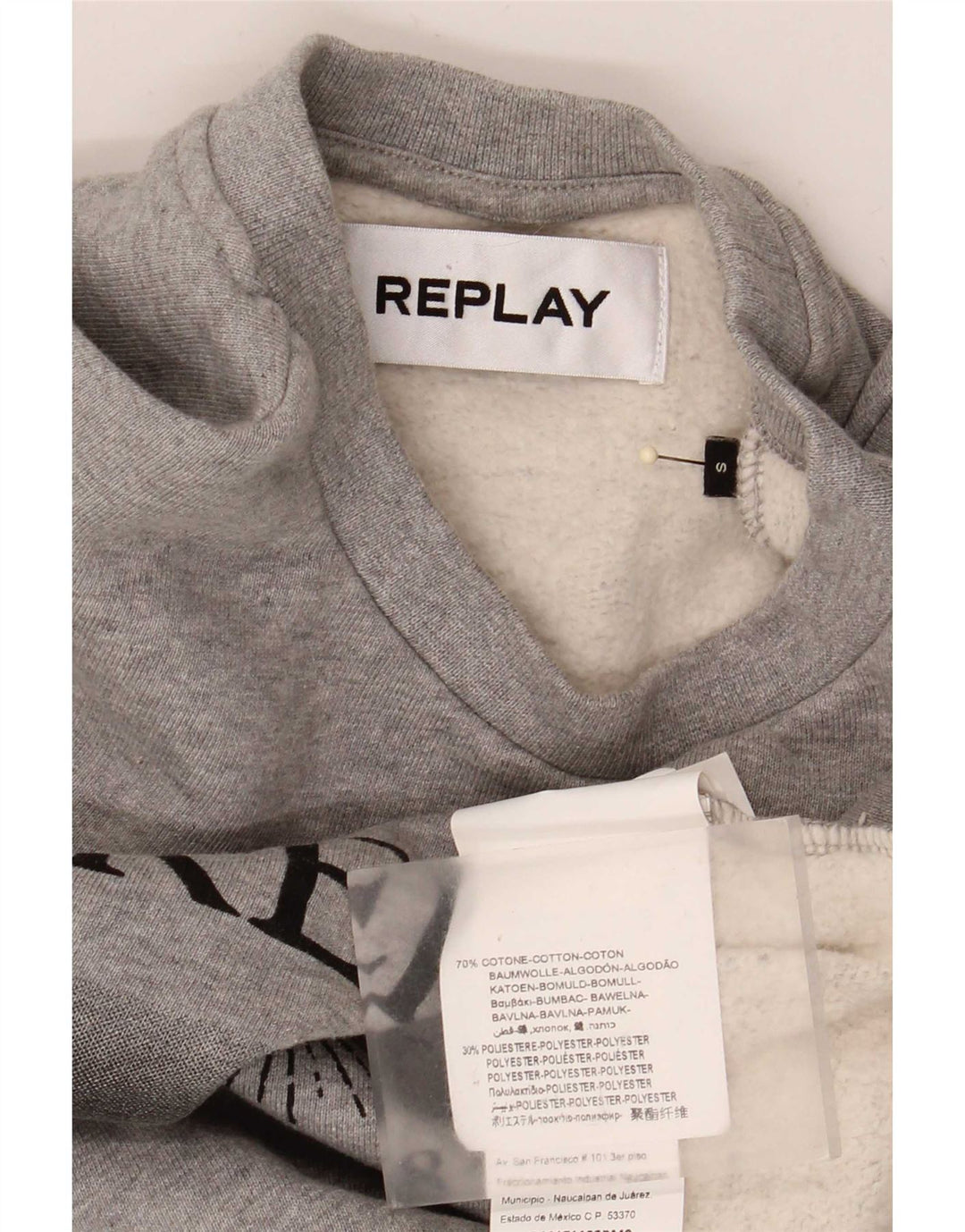 Replay Sweat-shirt oversize graphique pour femme UK 10 petit coton gris