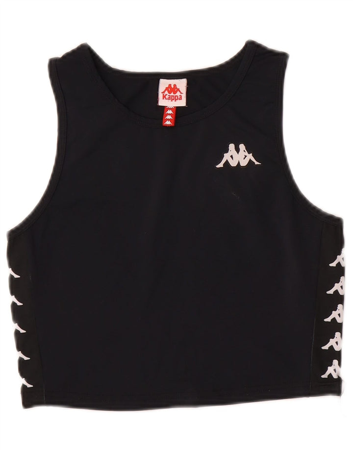 Kappa Débardeur court graphique pour femme UK 12 Noir moyen