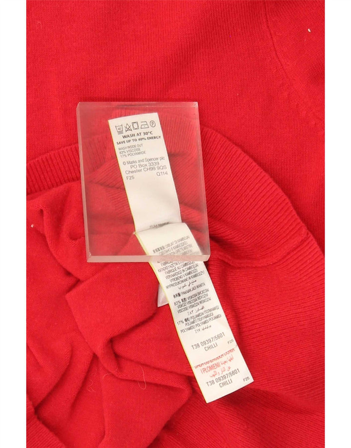Marks & Spencer Pull Cardigan Femme UK 12 Viscose Rouge Moyen