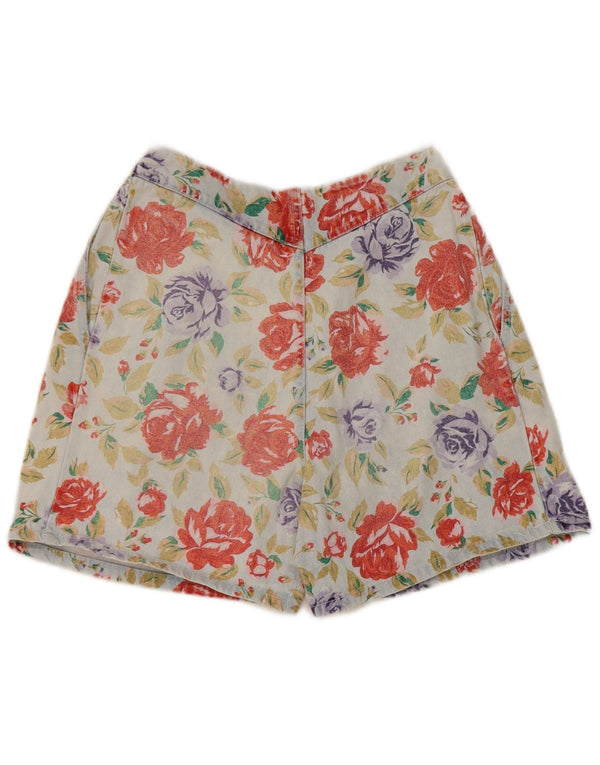 vintage Womens Pegged Denim Shorts IT 40 Petit W25 Multicolore Floral