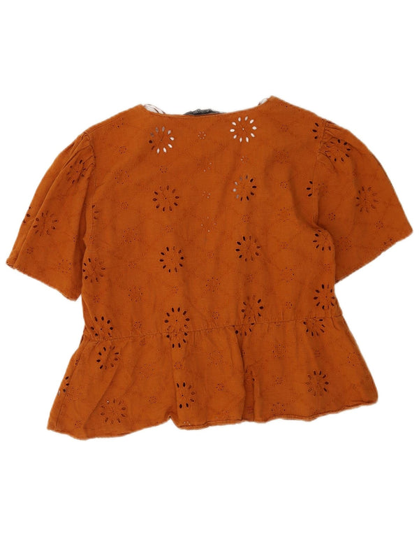 Zara Chemisier court à manches courtes pour femme UK 14 Marron moyen floral