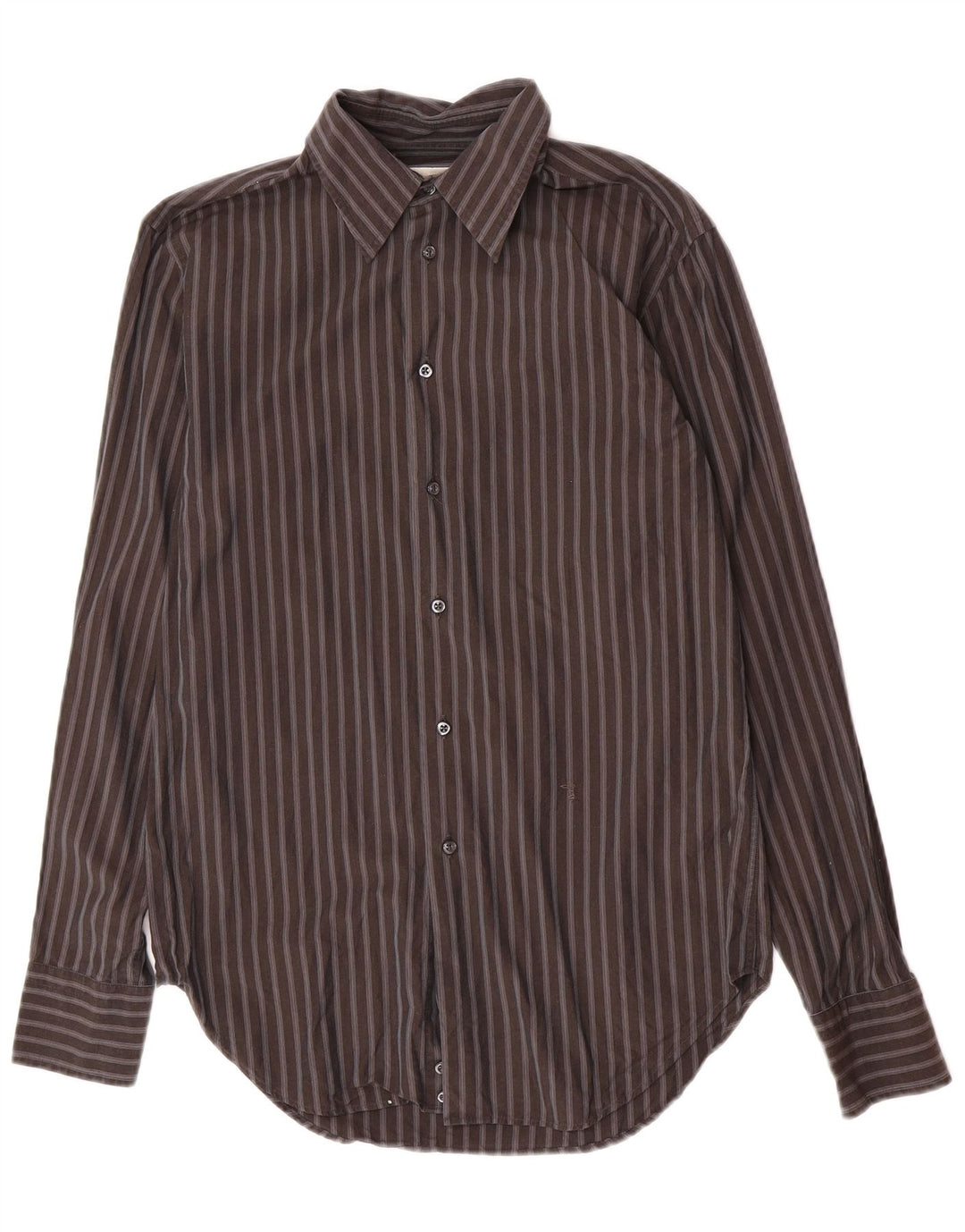 Trussardi Chemise Homme Taille 39 15 1/2 Coton Rayé Gris Moyen