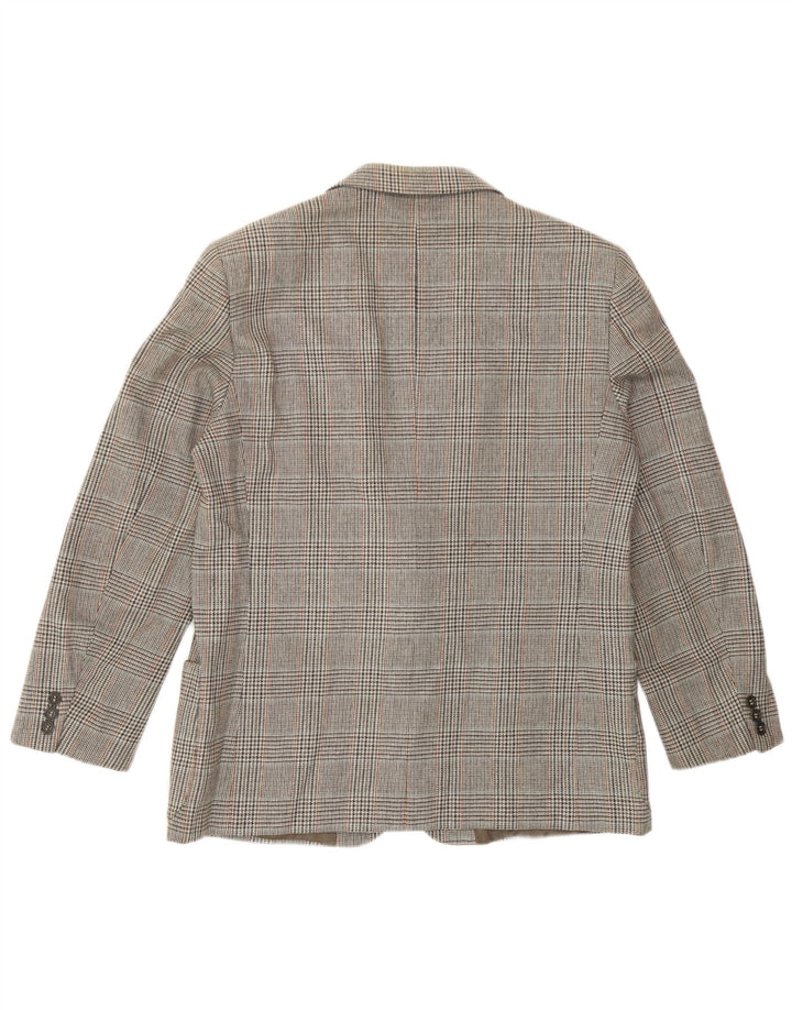 vintage Homme 2 Bouton Blazer Veste UK 38 Moyen Gris Pied-de-poule