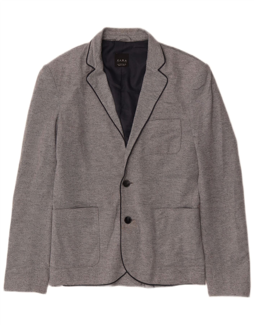 Zara Veste Blazer 2 Boutons Homme UK 36 Petit Gris Polyester