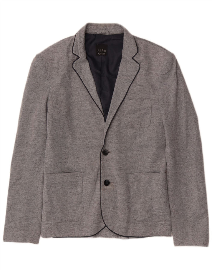 Zara Veste Blazer 2 Boutons Homme UK 36 Petit Gris Polyester