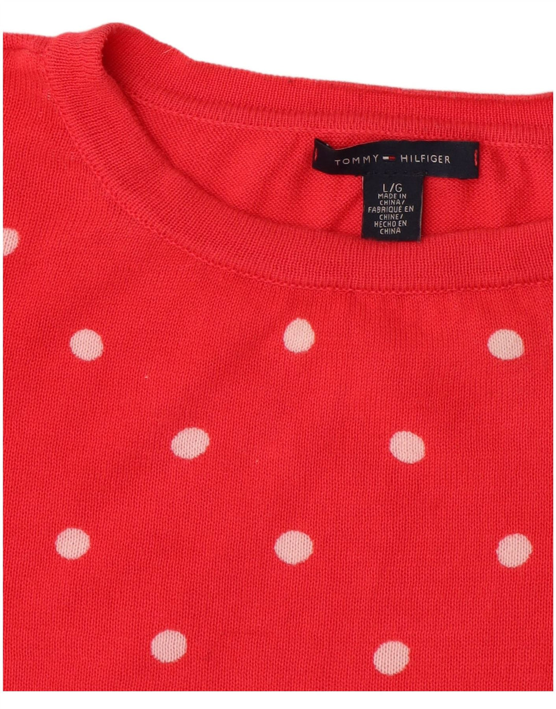 Tommy Hilfiger Pull ras du cou pour femme UK 16 Large Rouge à pois