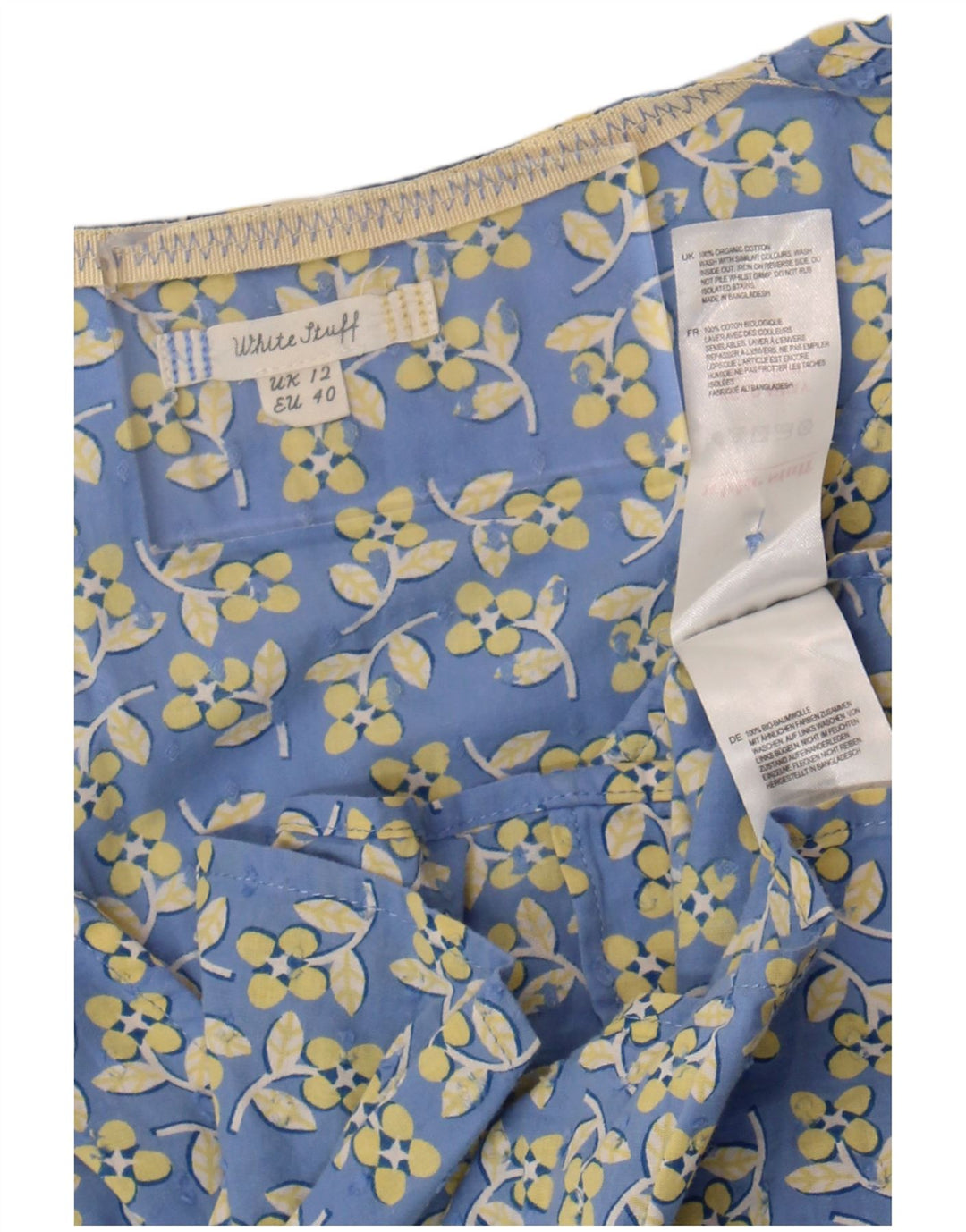 White Stuff Chemisier à manches courtes pour femme UK 42 Bleu moyen floral