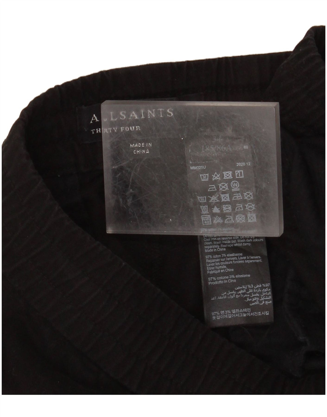 ALL SAINTS Pantalon Chino Slim Large Noir Coton Homme