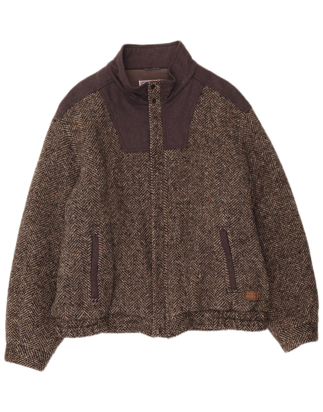 Faciba Blouson Bomber Homme IT 56 3XL Marron Colourblock Laine